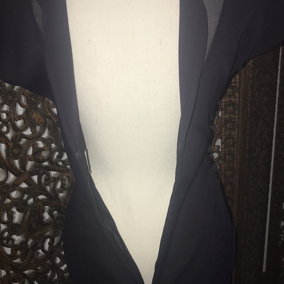 Reiss Bellanne Navy Blue Sheer Panel Dress - Picture 6 of 9